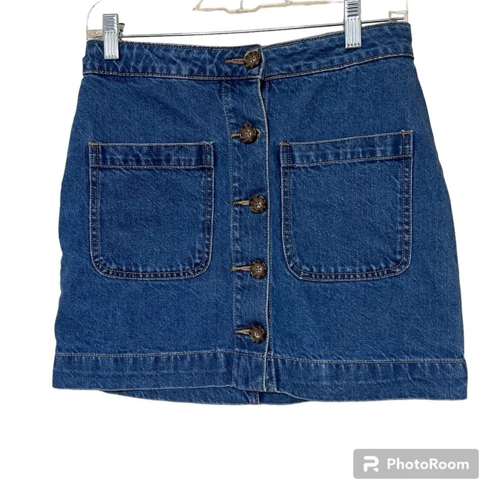 Free People We The Free Denim "Don’t Get Me Wrong" Button Skirt size 26